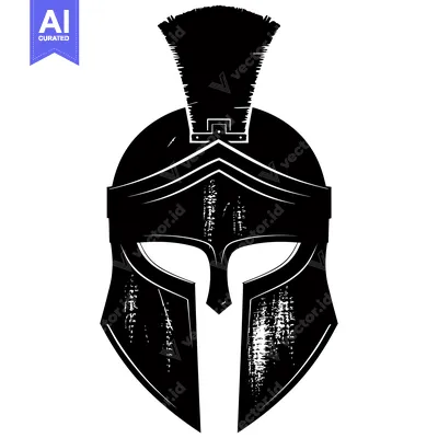 Popular premium asset: Black and white illustration of a Spartan helmet