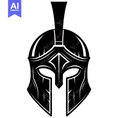Aset premium populer: A Black and White Illustration of a Spartan Helmet