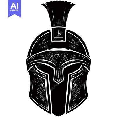 Aset premium populer: Black and white illustration of a Spartan helmet