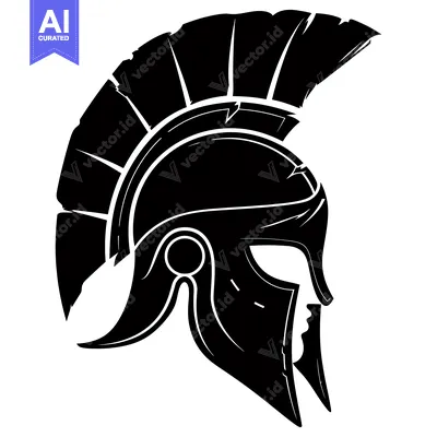 Popular premium asset: Black and White Side Profile of a Spartan Helmet