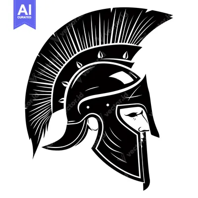 Popular premium asset: A Black and White Illustration of a Spartan Helmet