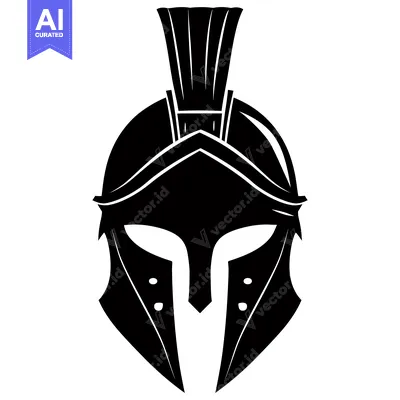 Premium design asset: Black and White Illustration of a Spartan Helmet