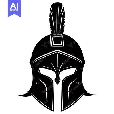 Popular premium asset: A Black and White Illustration of a Spartan Helmet with a Plume