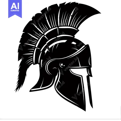 Premium design asset: A Black and White Illustration of a Spartan Helmet