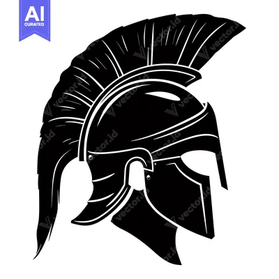Popular premium asset: A Side View of a Black and White Spartan Helmet with a Crest