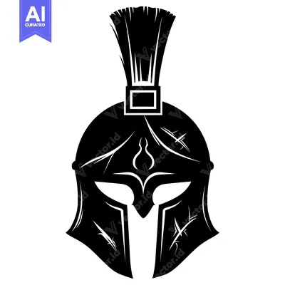 Aset premium populer: Black and White Silhouette of a Spartan Helmet with a Plume