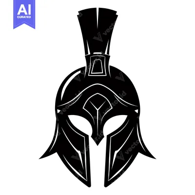 Aset premium populer: Black and White Illustration of a Spartan Helmet