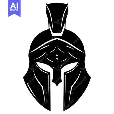 Premium design asset: Black and White Illustration of a Spartan Helmet