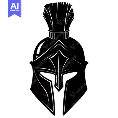 Black and White Illustration of a Spartan Helmet
