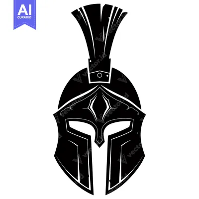 Aset premium populer: A Black and White Illustration of a Spartan Helmet