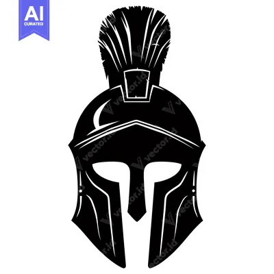 Aset premium populer: Black and White Illustration of a Spartan Helmet