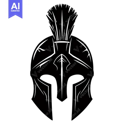 Premium design asset: A Black and White Silhouette of a Spartan Helmet