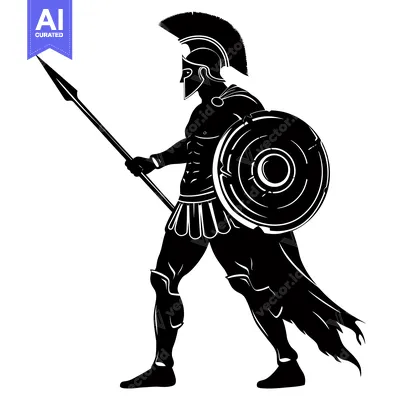 Popular premium asset: Silhouette of a Spartan Warrior Holding a Spear and Shield