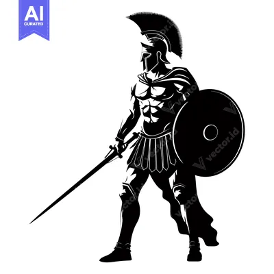 Aset premium populer: Black and White Silhouette of a Spartan Warrior