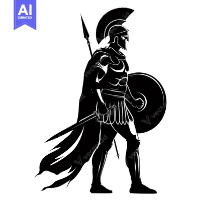 Aset premium populer: A Silhouette of a Greek Warrior Holding a Sword and Shield