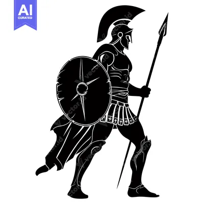 Popular premium asset: Silhouetted Spartan Warrior Holding a Spear and Shield