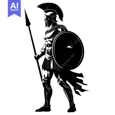 Popular premium asset: A Silhouetted Spartan Warrior Holding a Spear and Shield