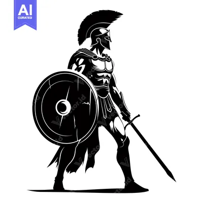 A Spartan Warrior with Shield and Sword