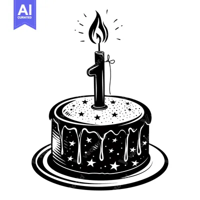 Popular premium asset: Birthday Cake with a Single Lit Candle and Number One
