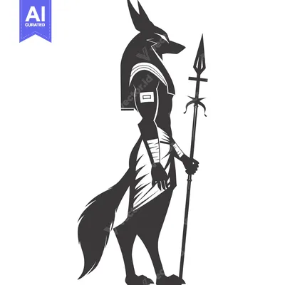 Anubis, Egyptian God of the Dead, Holding a Spear