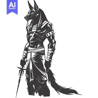 Anubis, the Egyptian God of the Dead, Holding a Dagger