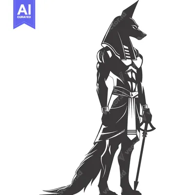 Anubis, Egyptian God of the Dead, with a Crook and Flail
