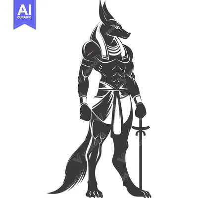 Anubis, the Egyptian God of the Dead, with a Sword