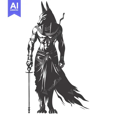 Premium design asset: Anubis, the Egyptian God of the Dead, with a Sword