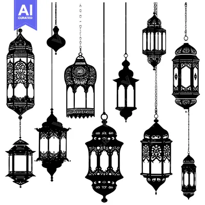 Aset premium populer: A Collection of Nine Ornate Hanging Lanterns