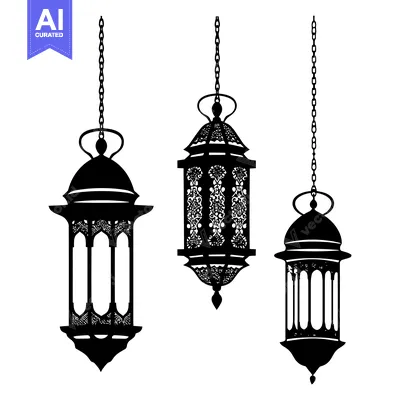 Aset premium populer: Three Ornate Hanging Lanterns with Chain