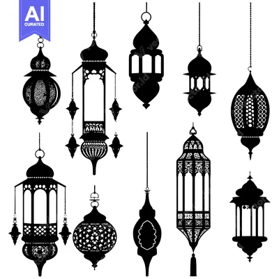 A Collection of Ornate Hanging Lanterns in Silhouette