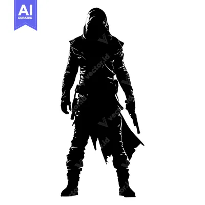 Popular premium asset: Silhouette of a hooded figure holding a pistol