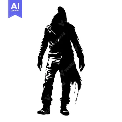 Aset premium populer: Silhouette of a person wearing a hooded jacket and pants