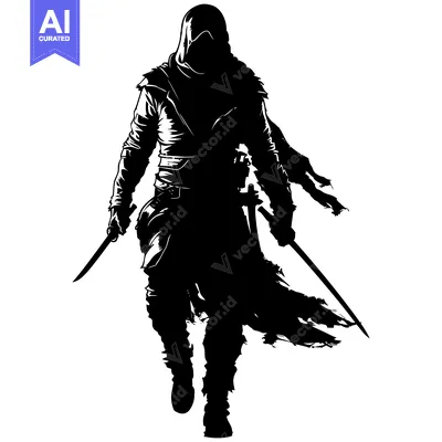 Popular premium asset: A hooded figure wielding two swords, walking forward with a determined