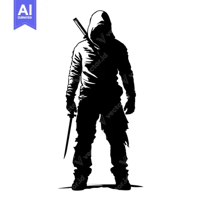 Popular premium asset: Silhouette of a Hooded Figure with a Sword