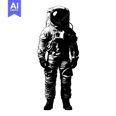 Popular premium asset: Black and White Illustration of an Astronaut in a Space Suit