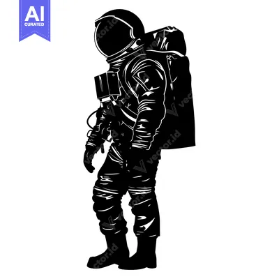 Aset premium populer: Silhouette of an Astronaut in a Spacesuit