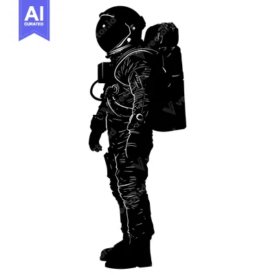Popular premium asset: A Silhouette of an Astronaut in a Space Suit with a Backpack