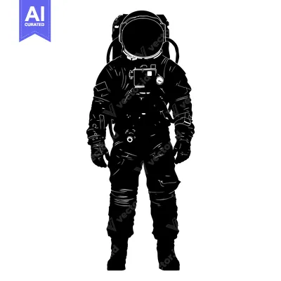 Aset desain premium: Silhouette of an astronaut in a spacesuit