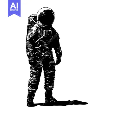 Aset premium populer: Black and White Illustration of an Astronaut in a Space Suit