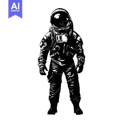 Aset premium populer: Black and White Illustration of an Astronaut in a Space Suit