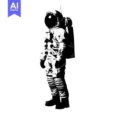 Aset premium populer: Black and White Silhouette of an Astronaut in a Space Suit