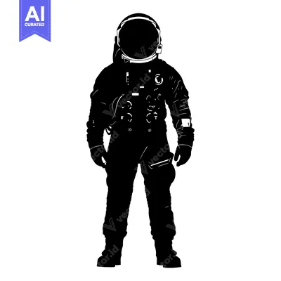 Aset premium populer: Black and White Silhouette of an Astronaut in a Space Suit