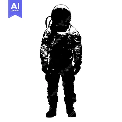 Popular premium asset: A Black and White Silhouette of an Astronaut in a Space Suit