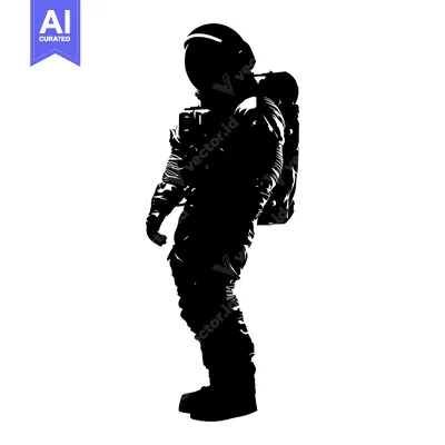 Premium design asset: Silhouette of an Astronaut Standing with Backpack