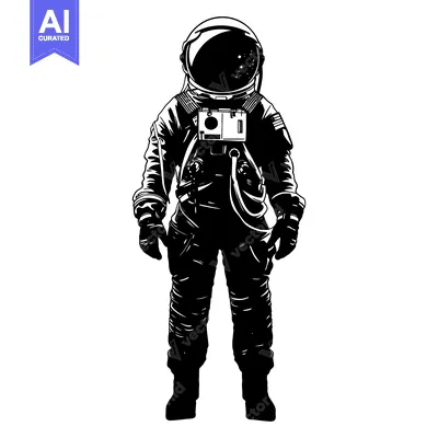 Aset premium populer: Silhouette of an Astronaut Standing in Space Suit