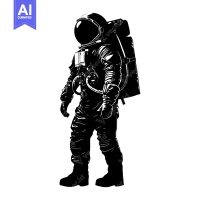 Premium design asset: Black and White Silhouette of an Astronaut in a Space Suit