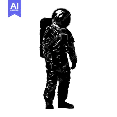 Astronaut in Space Suit with Backpack Standing in Silhouette