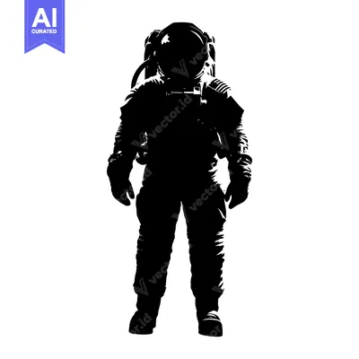 Aset desain premium: Silhouette of an Astronaut in Full Space Suit