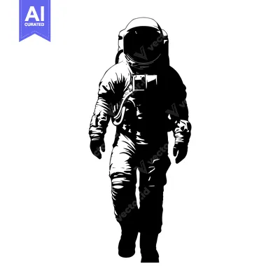 Aset premium populer: Silhouette of an astronaut walking in a spacesuit
